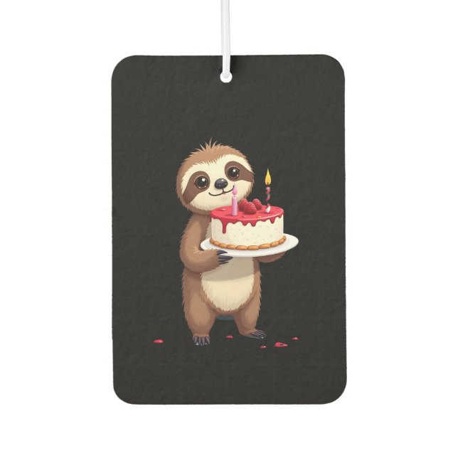 Funny Birthday Cake with Sloth Costume for Boys an Air Freshener (Front)