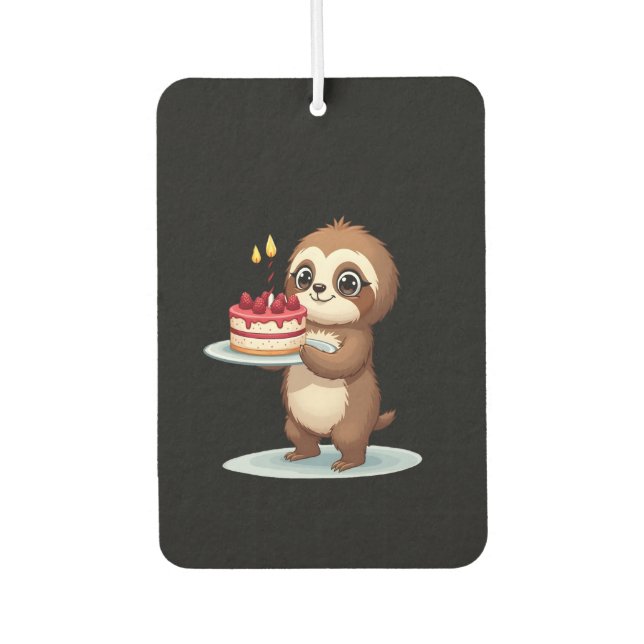 Funny Birthday Cake with Sloth Costume for Boys an Air Freshener (Front)