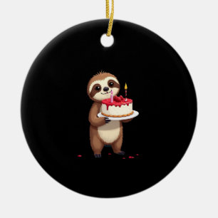 Funny Birthday Cake with Sloth Costume for Boys an Ceramic Ornament