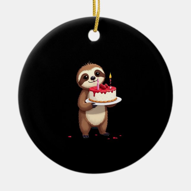 Funny Birthday Cake with Sloth Costume for Boys an Ceramic Ornament (Front)