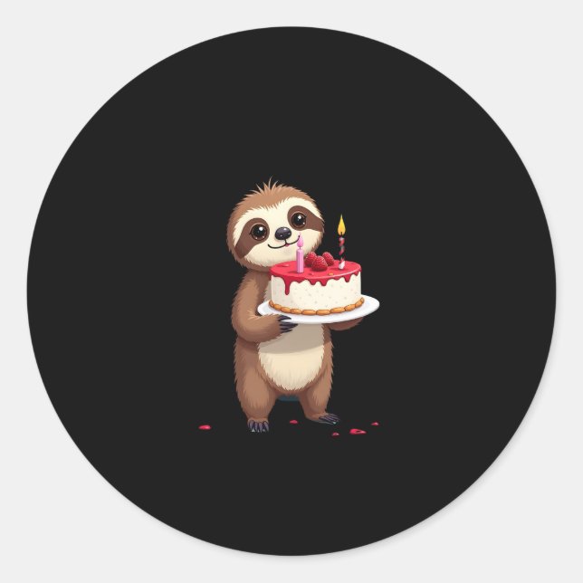 Funny Birthday Cake with Sloth Costume for Boys an Classic Round Sticker (Front)