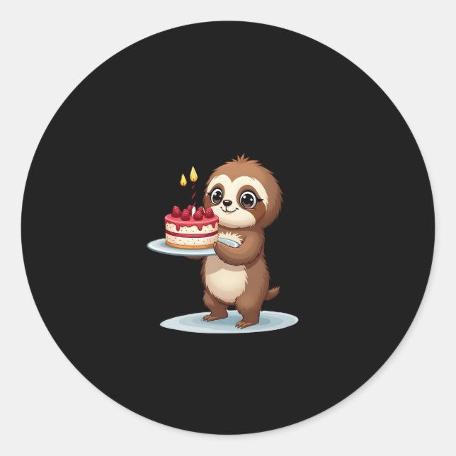 Funny Birthday Cake with Sloth Costume for Boys an Classic Round Sticker (Front)