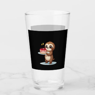 Funny Birthday Cake with Sloth Costume for Boys an Glass