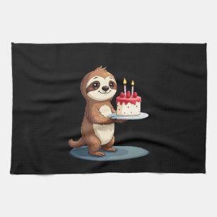 Funny Birthday Cake with Sloth Costume for Boys an Kitchen Towel