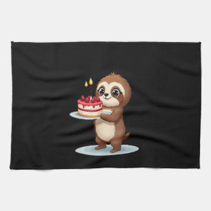 Funny Birthday Cake with Sloth Costume for Boys an Kitchen Towel