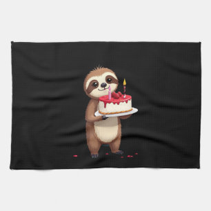 Funny Birthday Cake with Sloth Costume for Boys an Kitchen Towel