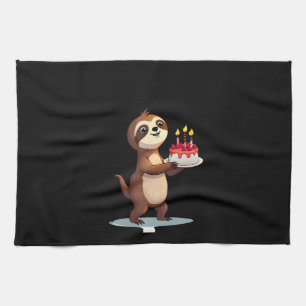 Funny Birthday Cake with Sloth Costume for Boys an Kitchen Towel