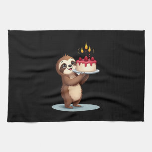 Funny Birthday Cake with Sloth Costume for Boys an Kitchen Towel