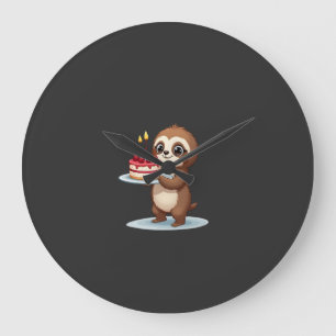 Funny Birthday Cake with Sloth Costume for Boys an Large Clock