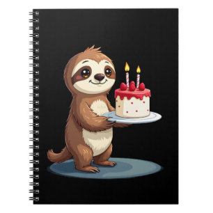Funny Birthday Cake with Sloth Costume for Boys an Notebook