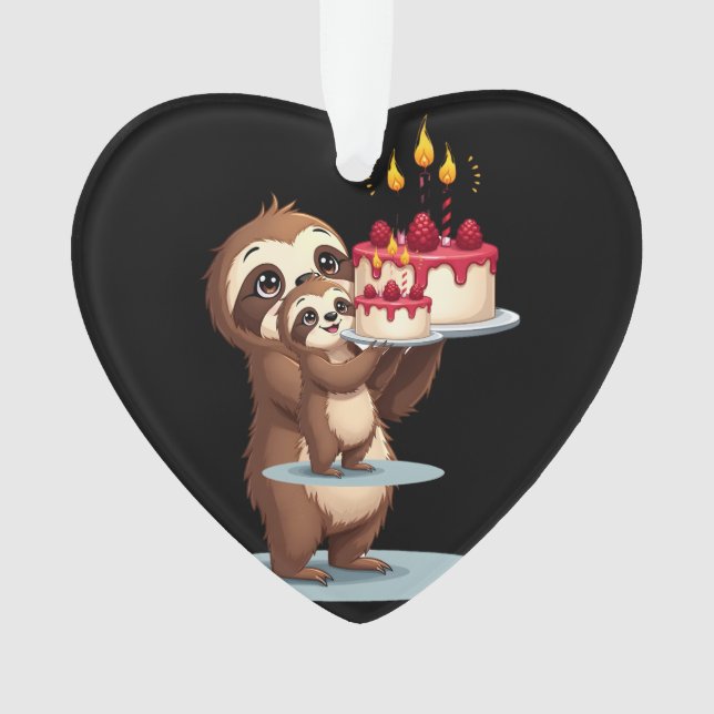 Funny Birthday Cake with Sloth Costume for Boys an Ornament (Front)