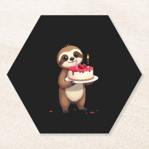 Funny Birthday Cake with Sloth Costume for Boys an Paper Coaster