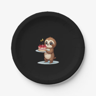 Funny Birthday Cake with Sloth Costume for Boys an Paper Plate
