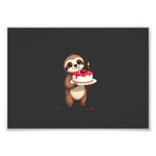 Funny Birthday Cake with Sloth Costume for Boys an Photo Print