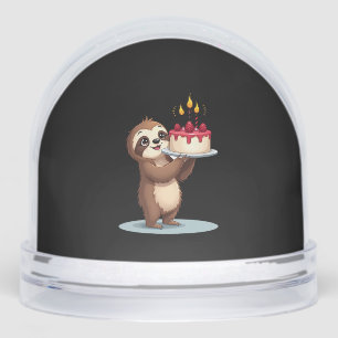 Funny Birthday Cake with Sloth Costume for Boys an Snowglobe