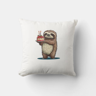 Funny Birthday Cake with Sloth Costume for Boys an Throw Pillow