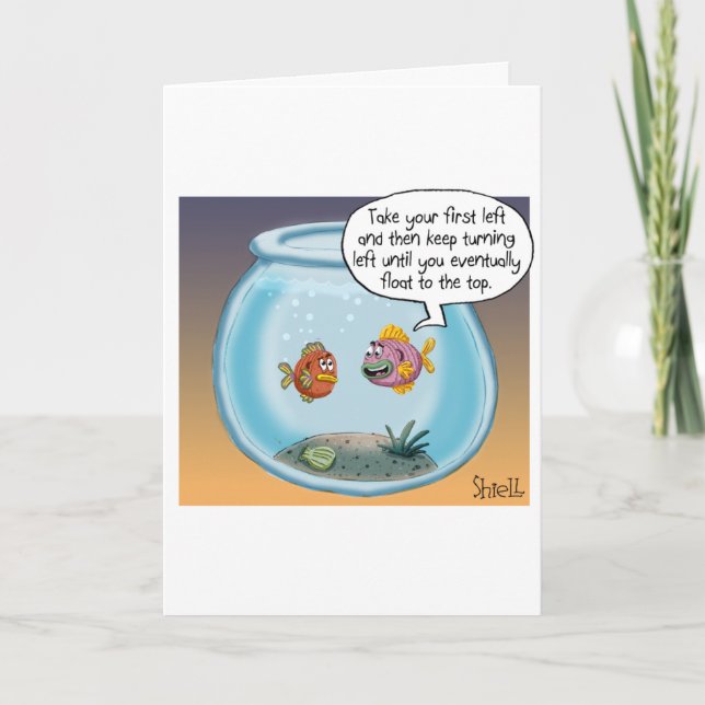Funny Birthday Card about life and death with fish (Front)