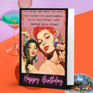 Funny Birthday Card Best Friend "Drink & Swear"
