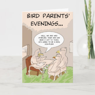 Funny Birthday Card: Bird Parents' Evening Card