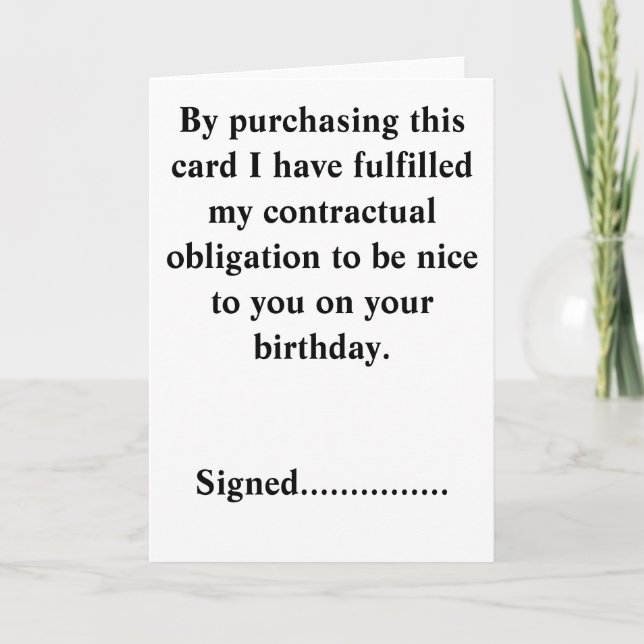 Funny Birthday Card. Card (Front)