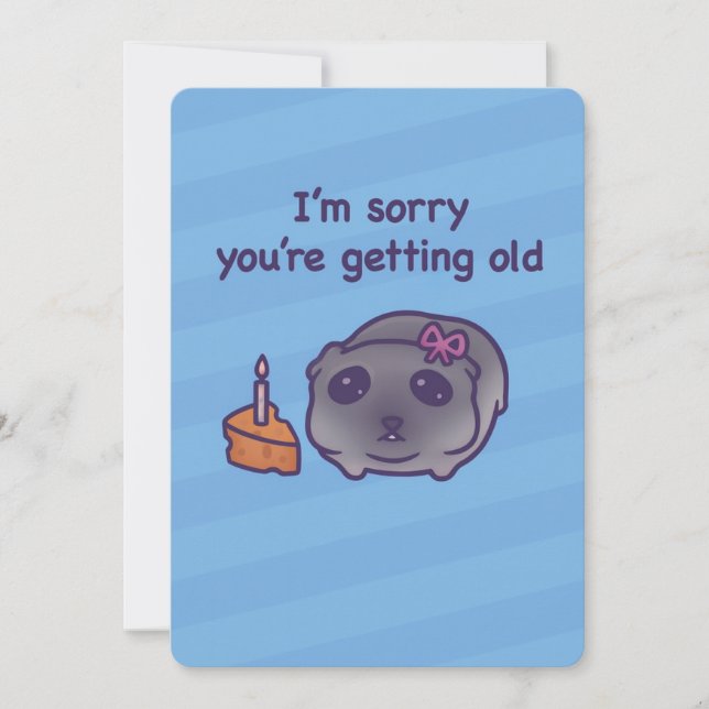 Funny Birthday Card – Cute Guinea Pig & Cake (Front)