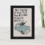 Funny birthday card driving old<br><div class="desc">An old guy in an old car illustration with funny birthday wish “may you live so long that your driving terrifies people”. Cartoon old man driving a car.</div>