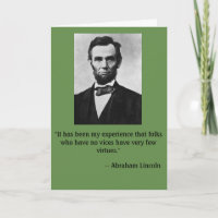 Funny birthday card featuring Abe Lincoln