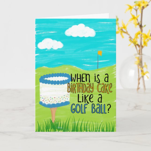 Funny Birthday Card for Golfers, Golfing Themed (Yellow Flower)