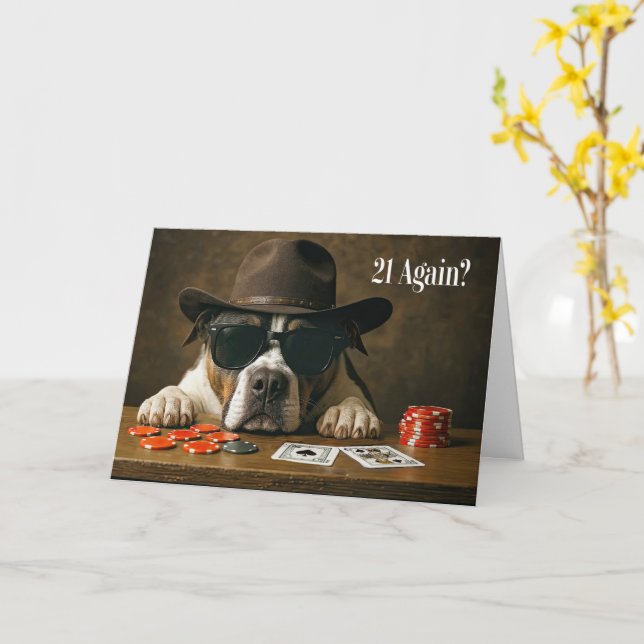 Funny Birthday Card for Him Gambling Cards (Yellow Flower)