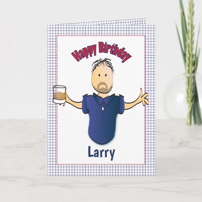 Funny Birthday Card for Him with Drink (Front)