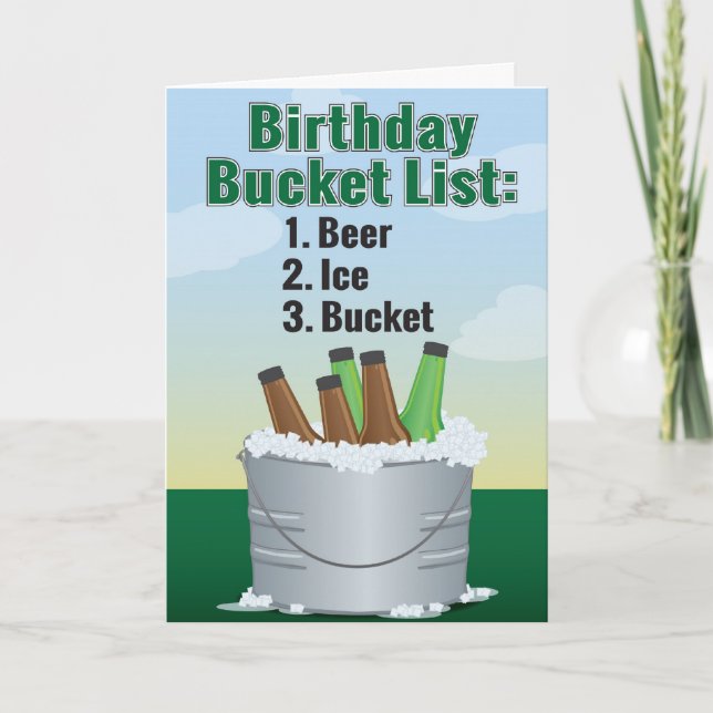 Funny Birthday Card for man - Beer bucket list (Front)