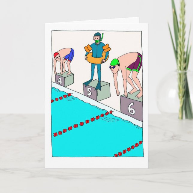 Funny Birthday Card for Novice Swimmer (Front)