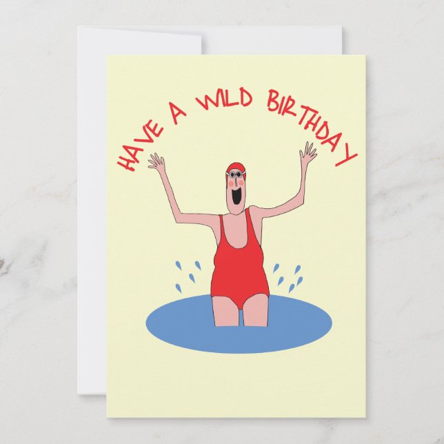 Funny Birthday card for wild, open water swimmer (Front)