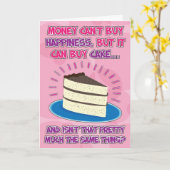Funny Birthday Card for woman - Happiness is Cake! (Yellow Flower)