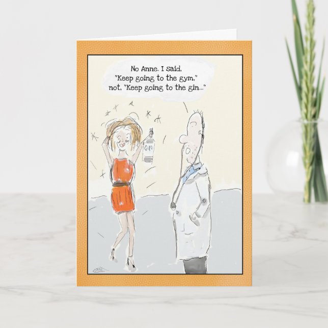 Funny Birthday Card: Gin or Gym? Card (Front)