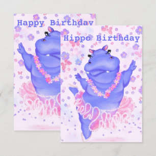 Funny Birthday Card Happy Hippo Ballet Dancer