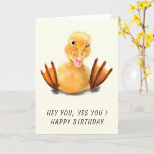 Funny Birthday Card Happy Yellow Duck Playful Wink