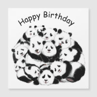 Funny Birthday Card Magnet with Panda Family