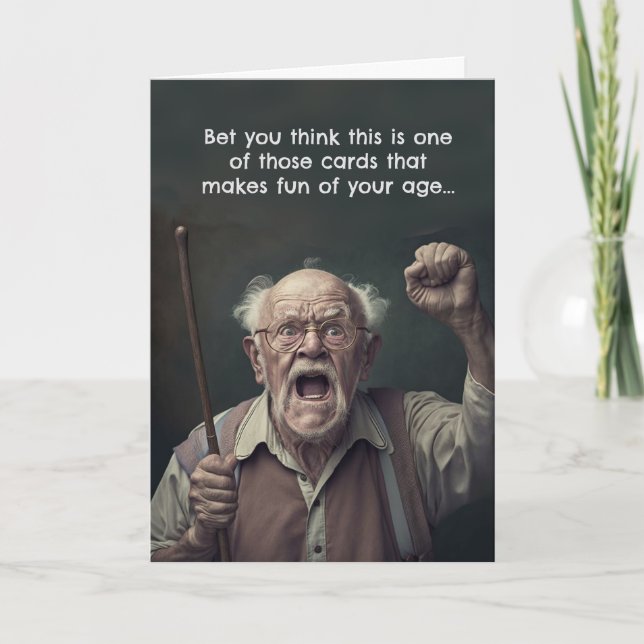 Funny Birthday Card Old Age Geezer (Front)