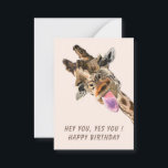 Funny Birthday Card Playful Giraffe - Custom Text<br><div class="desc">Funny Birthday Cards with Giraffe Tongue Out and Playful Wink Cartoon Drawing Giraffes Smile Text - Customizable - or Choose / Add Your Unique Text / Font / Colour - Make Your Special Card - Resize and move or remove and add elements / image with Customization tool ! Drawing and...</div>