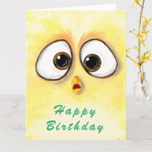 Funny Birthday Card Surprised Chicken Eyes