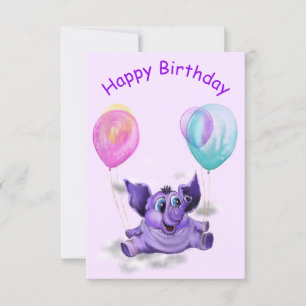Funny Birthday Card with Happy Elephant