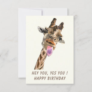 Funny Birthday Card with Playful Giraffe - Smile