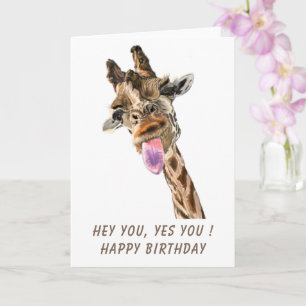 Funny Birthday Card with Playful Giraffe - Smile