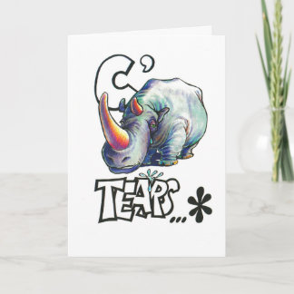 Funny birthday card with rhino