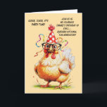 Funny Birthday Card with Stylish Chicken<br><div class="desc">Make them laugh with this hilarious birthday card featuring a chicken in a polka-dot party hat and glasses. Perfect for a fun-filled celebration! generativecontent</div>