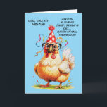 Funny Birthday Card with Stylish Chicken<br><div class="desc">Make them laugh with this hilarious birthday card featuring a chicken in a polka-dot party hat and glasses. Perfect for a fun-filled celebration! generativecontent</div>