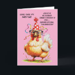 Funny Birthday Card with Stylish Chicken<br><div class="desc">Make them laugh with this hilarious birthday card featuring a chicken in a polka-dot party hat and glasses. Perfect for a fun-filled celebration! generativecontent</div>