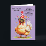 Funny Birthday Card with Stylish Chicken<br><div class="desc">Make them laugh with this hilarious birthday card featuring a chicken in a polka-dot party hat and glasses. Perfect for a fun-filled celebration! generativecontent</div>