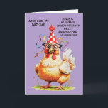 Funny Birthday Card with Stylish Chicken<br><div class="desc">Make them laugh with this hilarious birthday card featuring a chicken in a polka-dot party hat and glasses. Perfect for a fun-filled celebration! generativecontent</div>